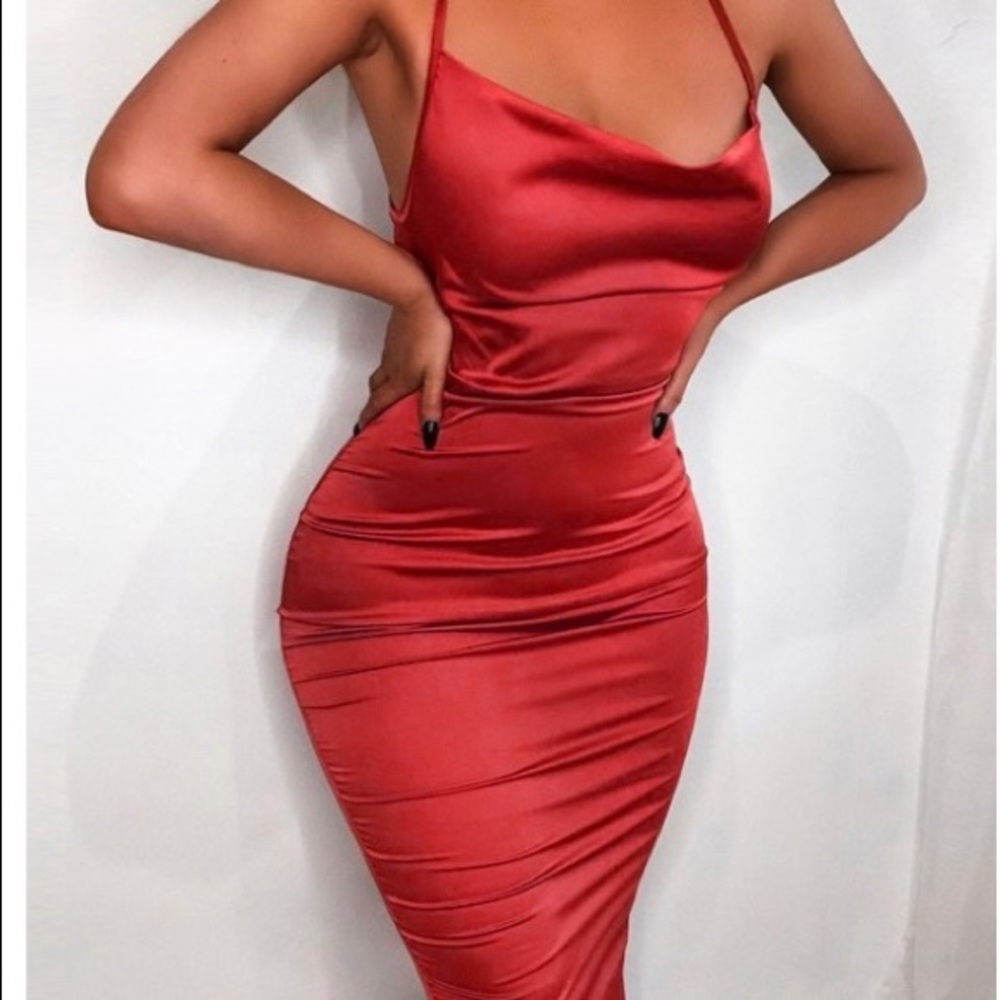 Red Satin MIDI dress